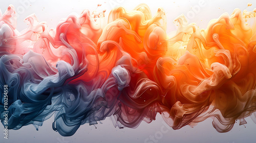 Colorful abstract smoke painting on white  background. Generative ai photo