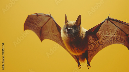 a Bat Echo locating, studio shot, against solid color background, hyperrealistic photography, blank space for writing