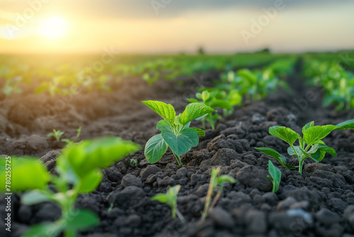 Soybean Sprouts Bathed in Golden Sunset