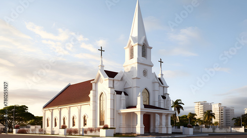 Johns lutheran church wallpaper Stock Photographic Image religion traditional under the blue sky background 