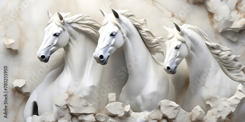 marble horses sculpture on the wall  wall art