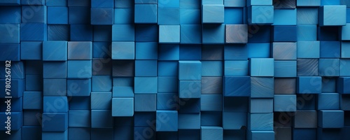 Blue Wooden Cubes Blocks Banner. Generative AI