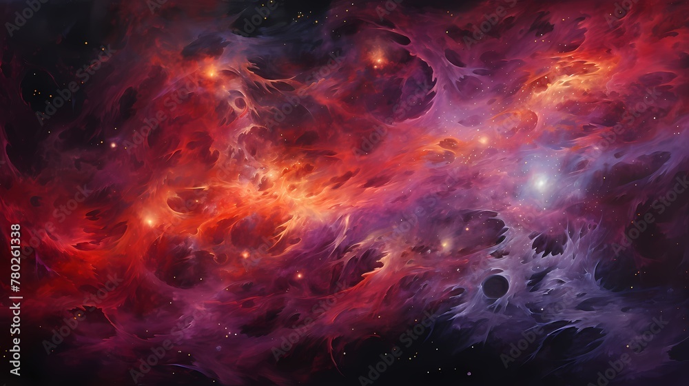 The cosmos ablaze with hues of magenta and tangerine, swirling in cosmic rhapsody." - obrazy, fototapety, plakaty 