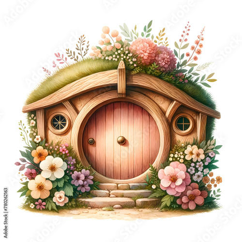 Rabbit watercolor - house