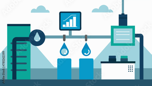 Closeup of a water usage tracking system which allows the factory to accurately monitor and reduce its water consumption.