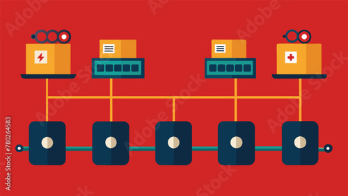 Moving conveyor belts carrying various products are powered by a network of efficiently p and monitored motors all connected to and regulated by