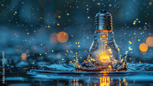 Floating Light Bulb in Water