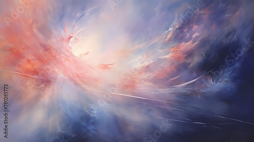 Rays of peach and indigo intersect, painting the universe with ethereal strokes."