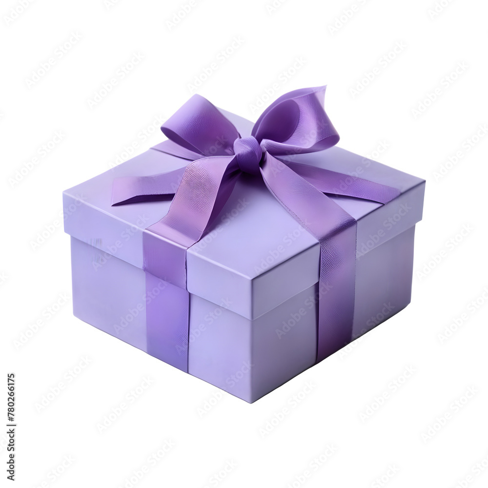 Lavender gift box with an orange bow on a transparent background, PNG format Lavender gift box with an orange bow on a transparent background, PNG format