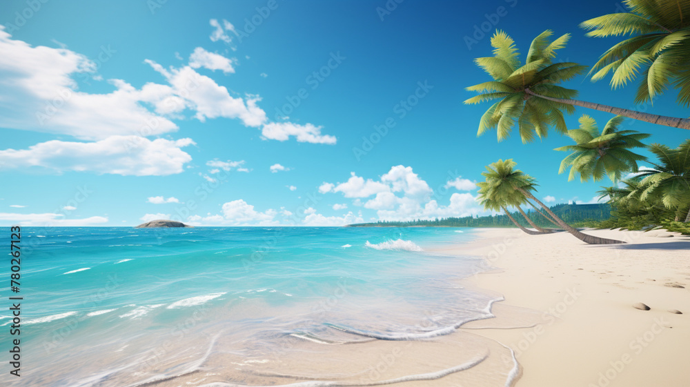 Warm Places Idyllic warm beach scene with white sand