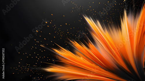 Explosive Orange Paint Splash on Black Background Generative AI 