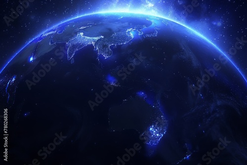 A Nocturnal View of Earth from Space, Highlighting the Twinkling Veins of Civilization, Generative AI