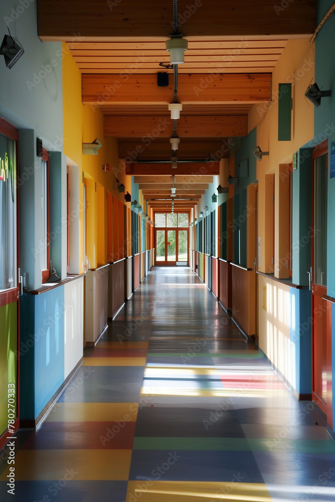 empty school hallway interior