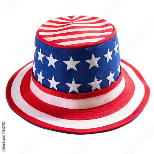 cap and hat with American us flag colors transparent background