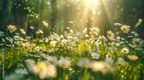 Bright Daisy Meadow under the Summer Sun  Offering a Cheerful and Vibrant Scene of Natural Beauty and Floral Splendor