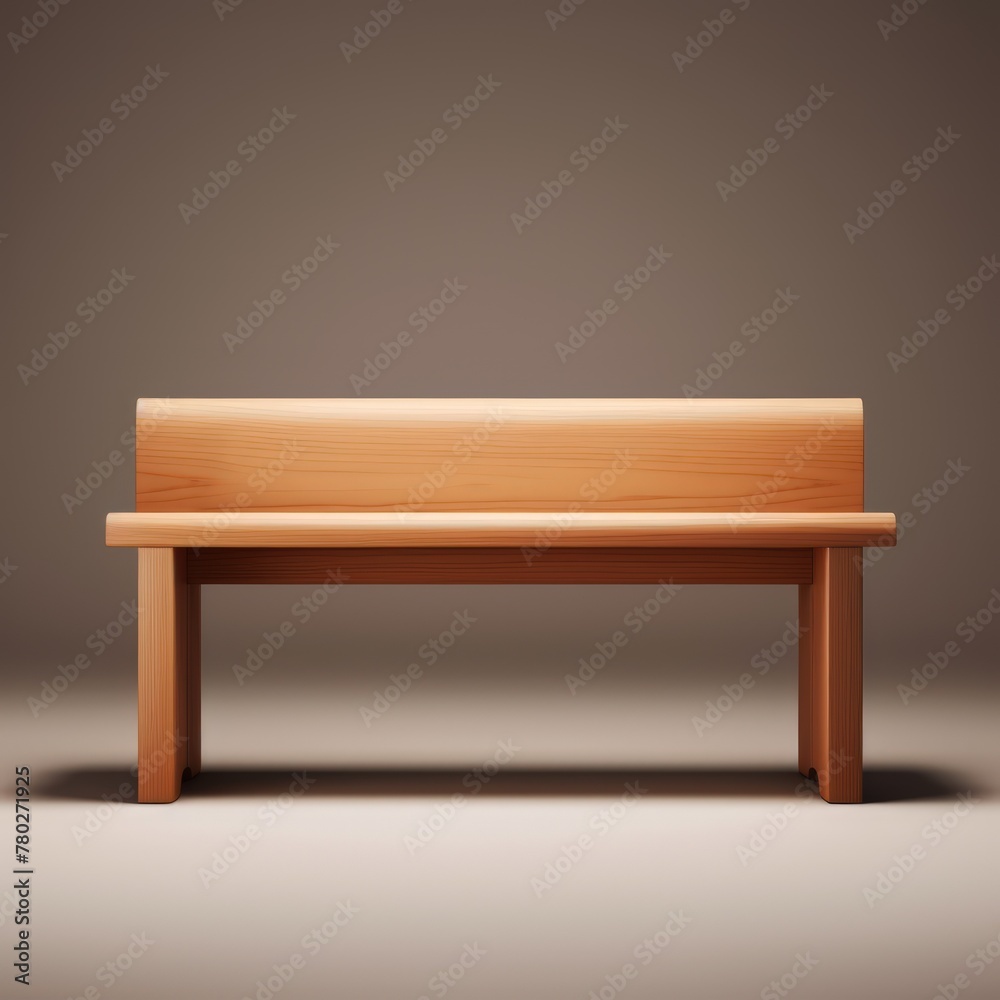 An empty wooden bench on a minimal background An empty wooden bench on a minimal background