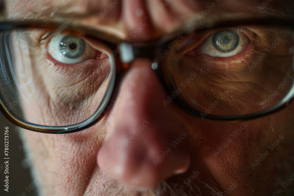 A man with glasses is looking at the camera with a frown on his face A man with glasses is looking at the camera with a frown on his face
