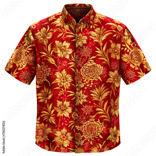 red and gold flower shirt transparent background © png sublimation