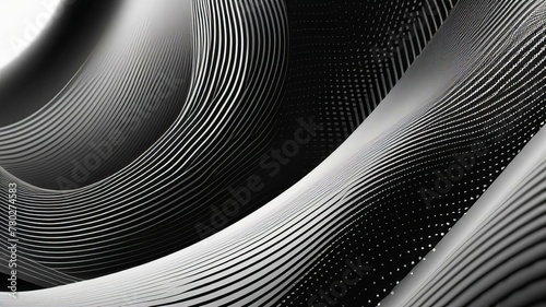 Flowing dots particles wave pattern halftone gradient curve shape isolated on white background. Vector in concept of technology, science, music, modern.