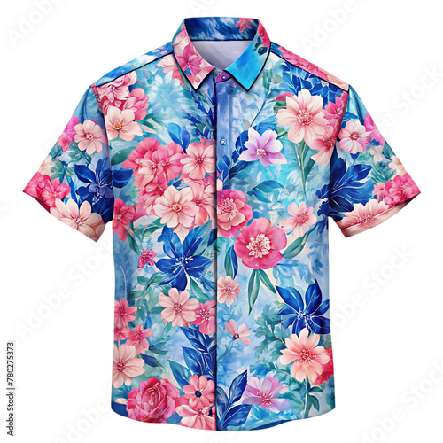 pink and blue flower shirt and transparent background