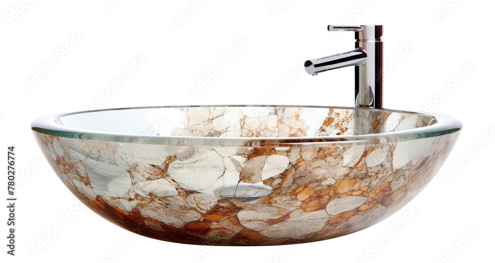 Modern designer bathroom vessel sink with faucet, cut out - obrazy, fototapety, plakaty 