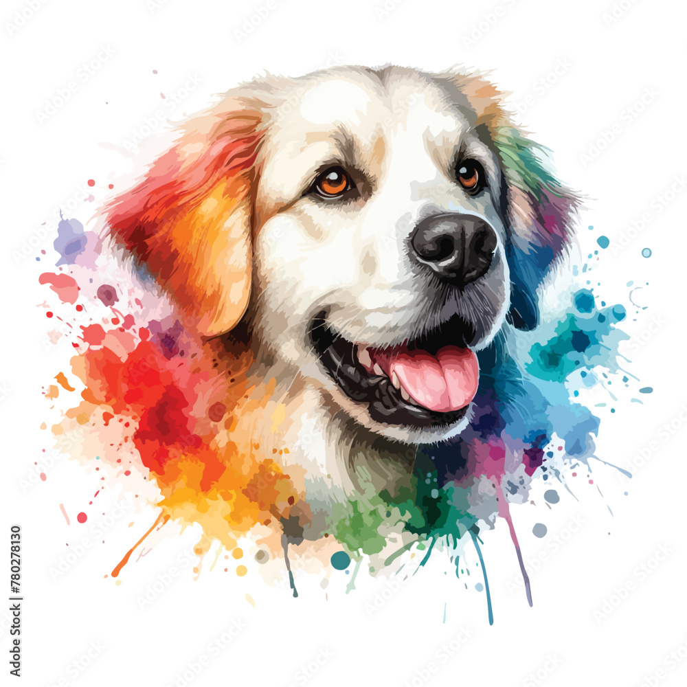Realistic Dog Head Illustration in watercolor Style
