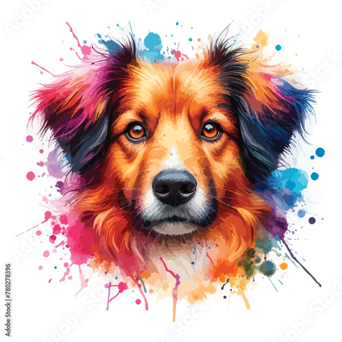 Realistic Dog Head Illustration in watercolor Style © Creative-Village