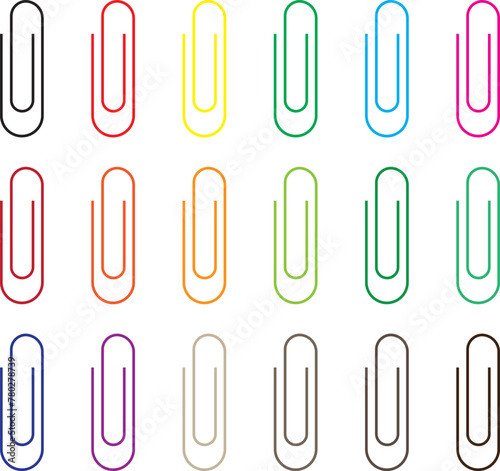 Colorful paper clips. Set of paper clips.