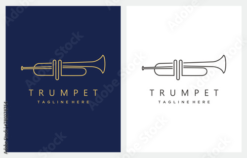 Musical Instrument Trumpet Gold logo design icon vector