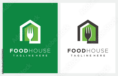 Food House Chef Cook with Fork Kitchen Restaurant Cafe logo icon vector template