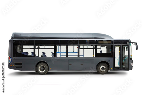 Side view of a modern city bus isolated on a white background.