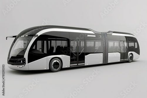Modern articulated bus on a white background with space for text. photo