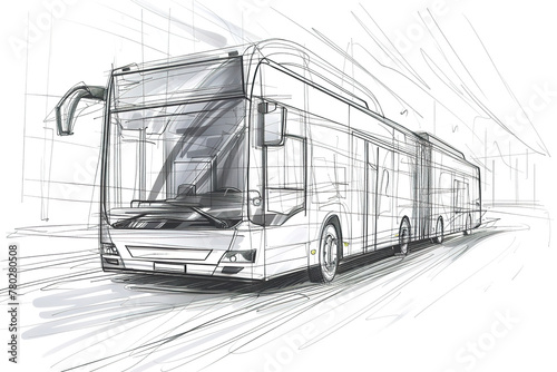 Sketch of a modern city bus in dynamic motion.