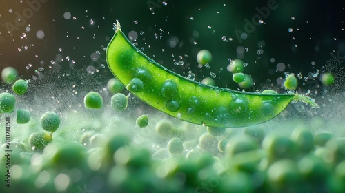 commercial shot photography of flying green pea photo