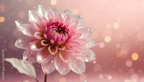 Glass dahlia, stainless steel background, soft pink background, Ai Generate