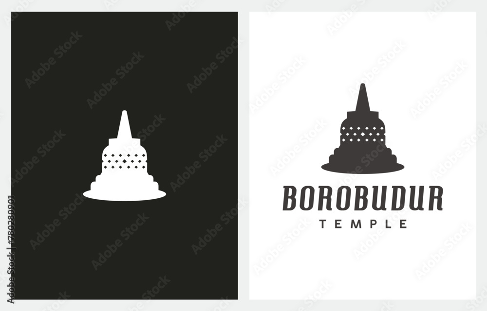 Borobudur Temple Silhouette logo icon template vector inspiration