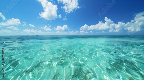 tropical ocean background, under a big blue sky