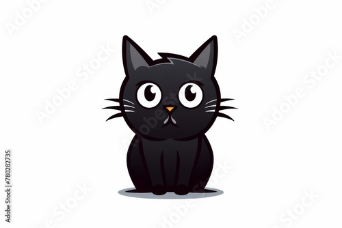  Mysterious black cat outlined sticker, adding a touch of superstition to your Halloween collection on solid white background © Hanna Haradzetska