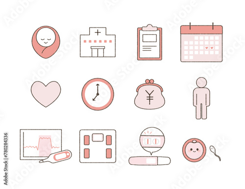 Pregnancy icon set.
