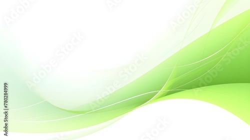 Streamlined green and white curve waves motif on white backdrop for wallpaper, abstract lively green wavy background