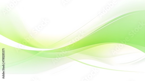 Plain green and white curve waves composition on white background for wallpaper, abstract brilliant green wavy backdrop