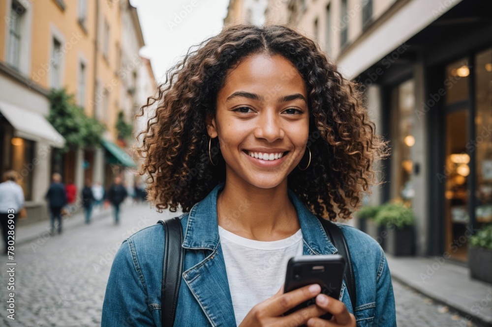 Smiling young woman using smart phone Smiling young woman using smart phone