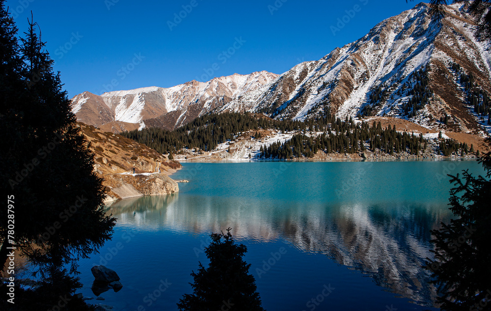 Big Almaty Lake is natural alpine reservoir. It is located in the Trans-Ili Alatau mountains, 15 km south from the center of Almaty in Kazakhstan. The lake is 2511 meters above sea level.