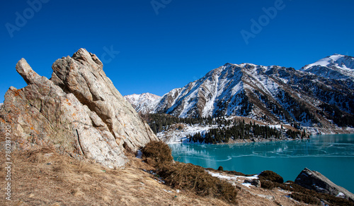 Big Almaty Lake is natural alpine reservoir. It is located in the Trans-Ili Alatau mountains, 15 km south from the center of Almaty in Kazakhstan. The lake is 2511 meters above sea level.