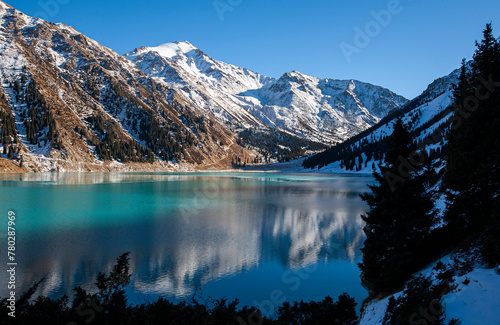 Big Almaty Lake is natural alpine reservoir. It is located in the Trans-Ili Alatau mountains  15 km south from the center of Almaty in Kazakhstan. The lake is 2511 meters above sea level.