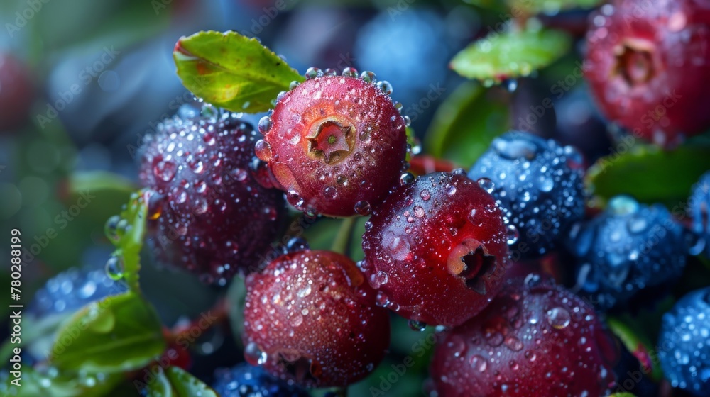 A close-up of vibrant, fresh berries with morning dew, showcasing nature's simplicity and beauty. A close-up of vibrant, fresh berries with morning dew, showcasing nature's simplicity and beauty.