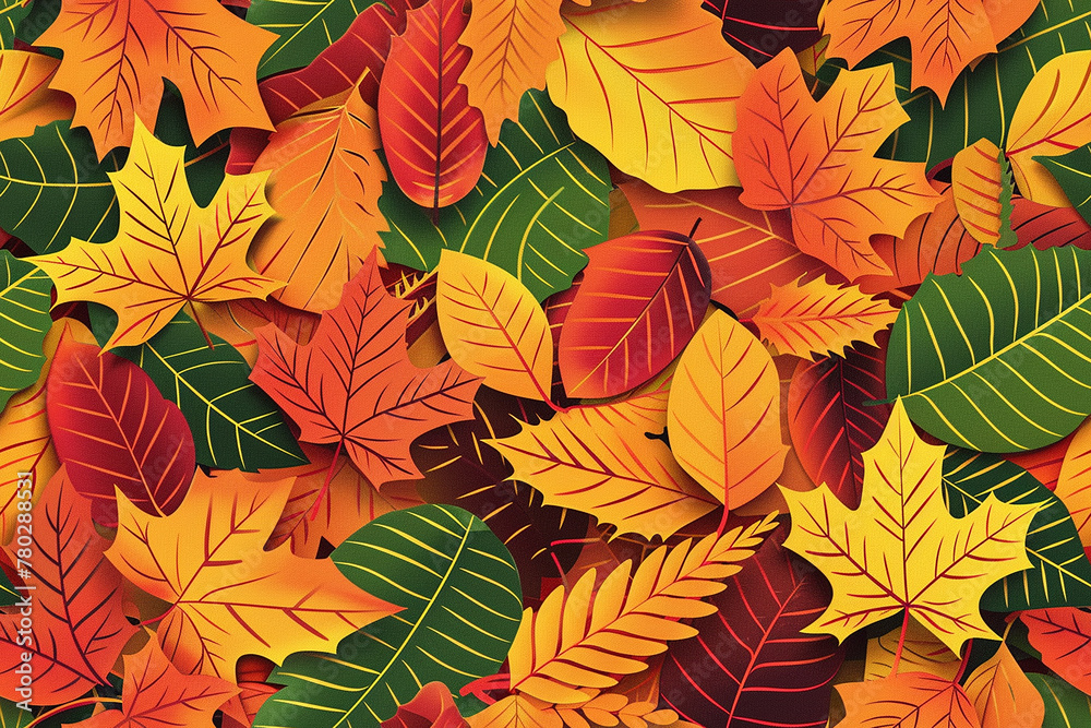 Vivid autumn leaves pattern in rich seasonal colors