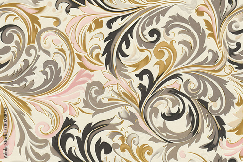 Elegant golden swirls on a creamy background