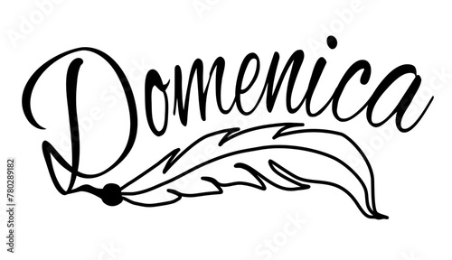 Domenica - black color - name written - Word with feather for websites, baby shower, greetings, banners, cards-shirt, sweatshirt, prints, cricut, silhouette, sublimation