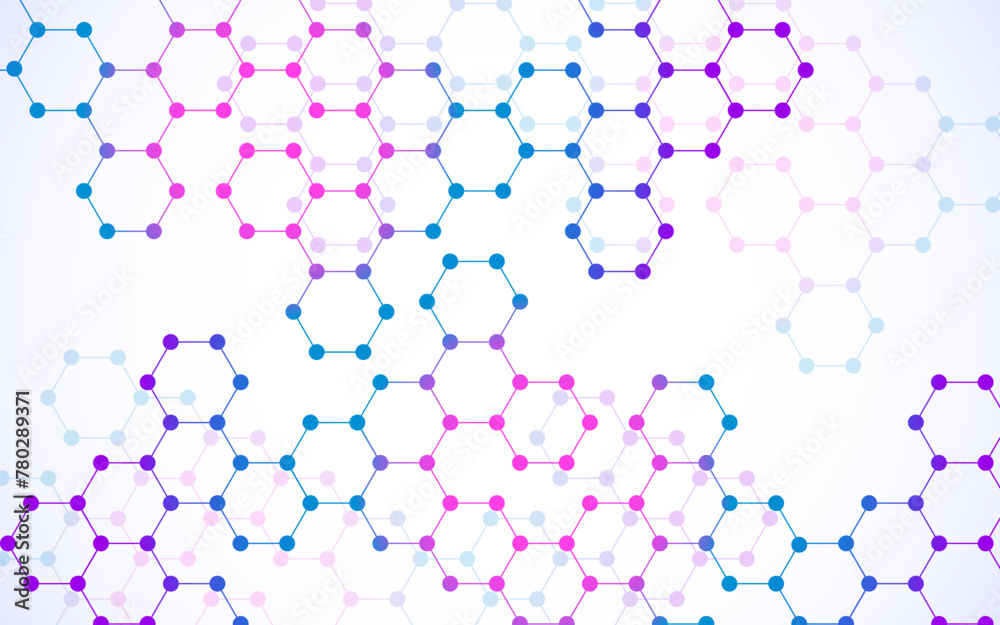Hexagonal molecules background, molecular structure of DNA. Vector illustration
